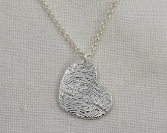 Fingerprint Heart Pendant: Personalized Sterling Silver Memorial Keepsake