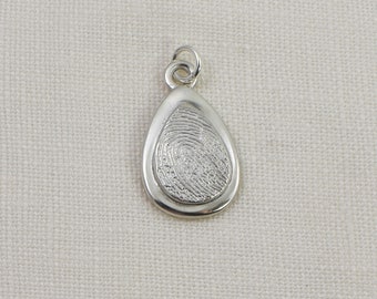 Dimensional Layered Teardrop Fingerprint Pendant: Sterling Silver Personalized Memorial Jewelry