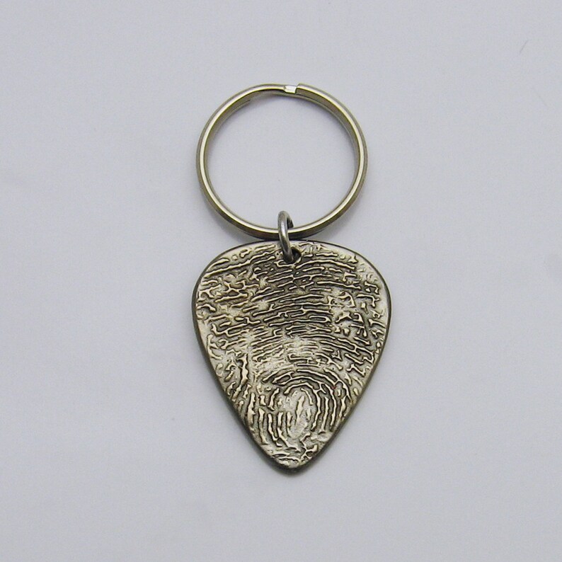 Guitar Pick Fingerprint Keychain Guitar Pick Keychain Rustic Etsy