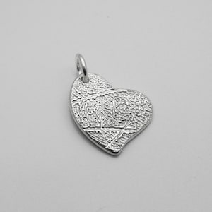 Fingerprint Jewelry, Heart Fingerprint Charm, Silver Heart Fingerprint, Personalized Jewelry, Memorial Keepsake, Heart Charm image 1