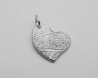 Fingerprint Wedding Jewelry, Asymmetrical Heart Fingerprint Charm, Silver Heart Fingerprint, Personalized Jewelry, Custom Memorial Keepsake