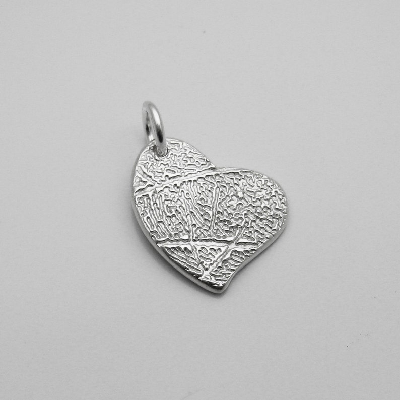 Fingerprint Jewelry, Heart Fingerprint Charm, Silver Heart Fingerprint, Personalized Jewelry, Memorial Keepsake, Heart Charm image 1