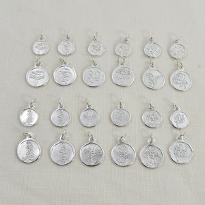 Sterling Silver Birth Month Flower Charms and Pendants, Personalized Bracelet and Necklace Charms for Fingerprint and Handwriting Jewelry image 7