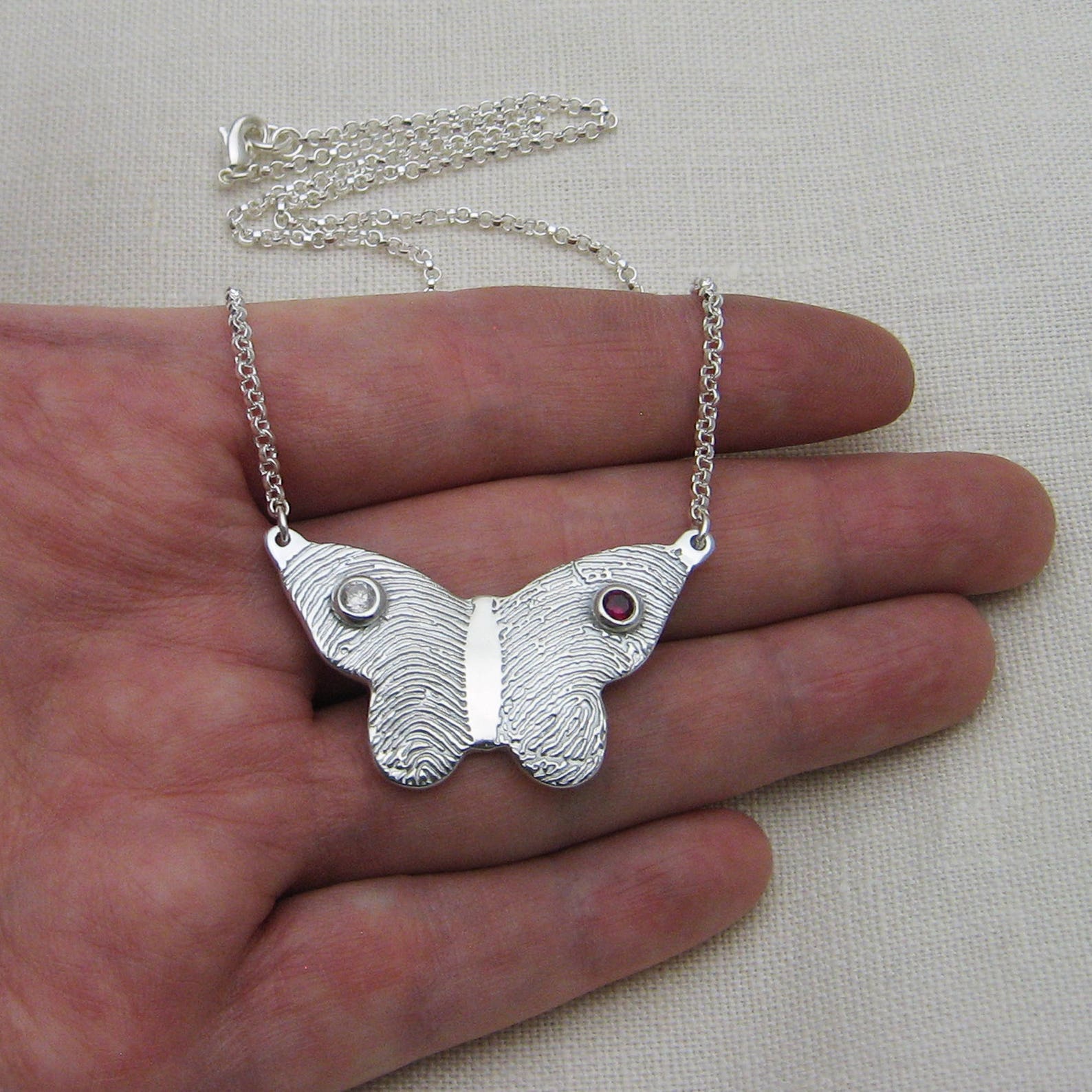 Fingerprint Necklace Butterfly Necklace with Fingerprints and Etsy