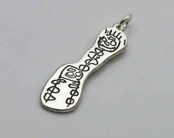 Pendentif en argent personnalisé avec oeuvre d'art de votre enfant, écriture d'enfant, oeuvre d'art d'enfant, oeuvre d'art d'enfant, écriture d'enfant, bijoux de maman, image