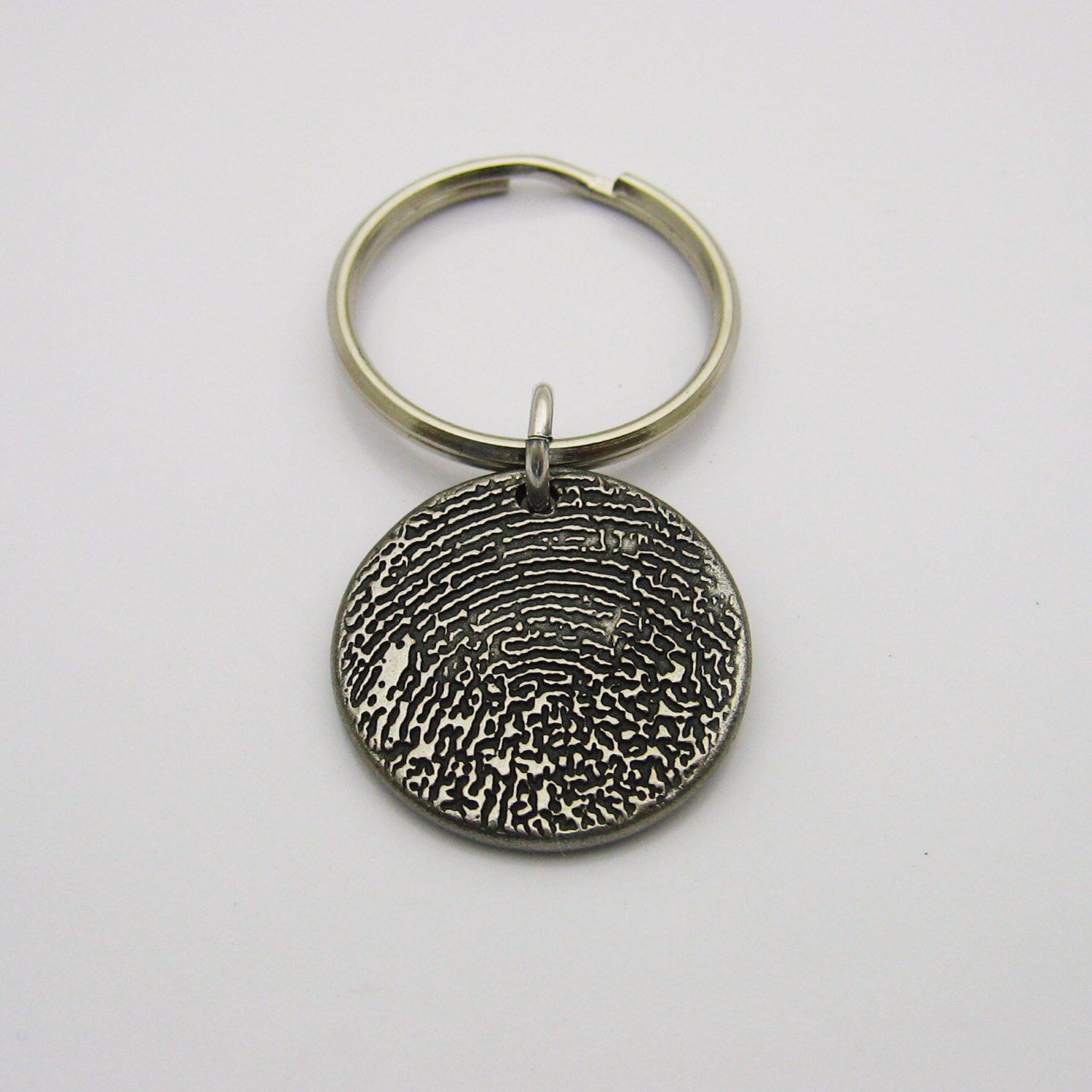 Fingerprint Keychain Personalized Keychain Rustic Keychain Etsy