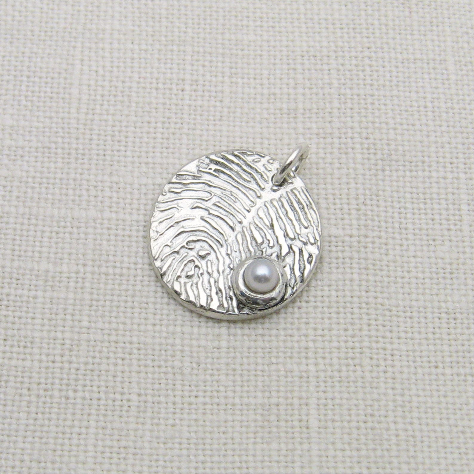 Fingerprint Jewelry Silver Fingerprint Charm With Pearl Etsy