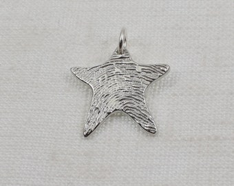 Sterling Silver Fingerprint Starfish Pendant, Custom Personalized Fingerprint Jewelry, Ocean Sea Beach Necklace