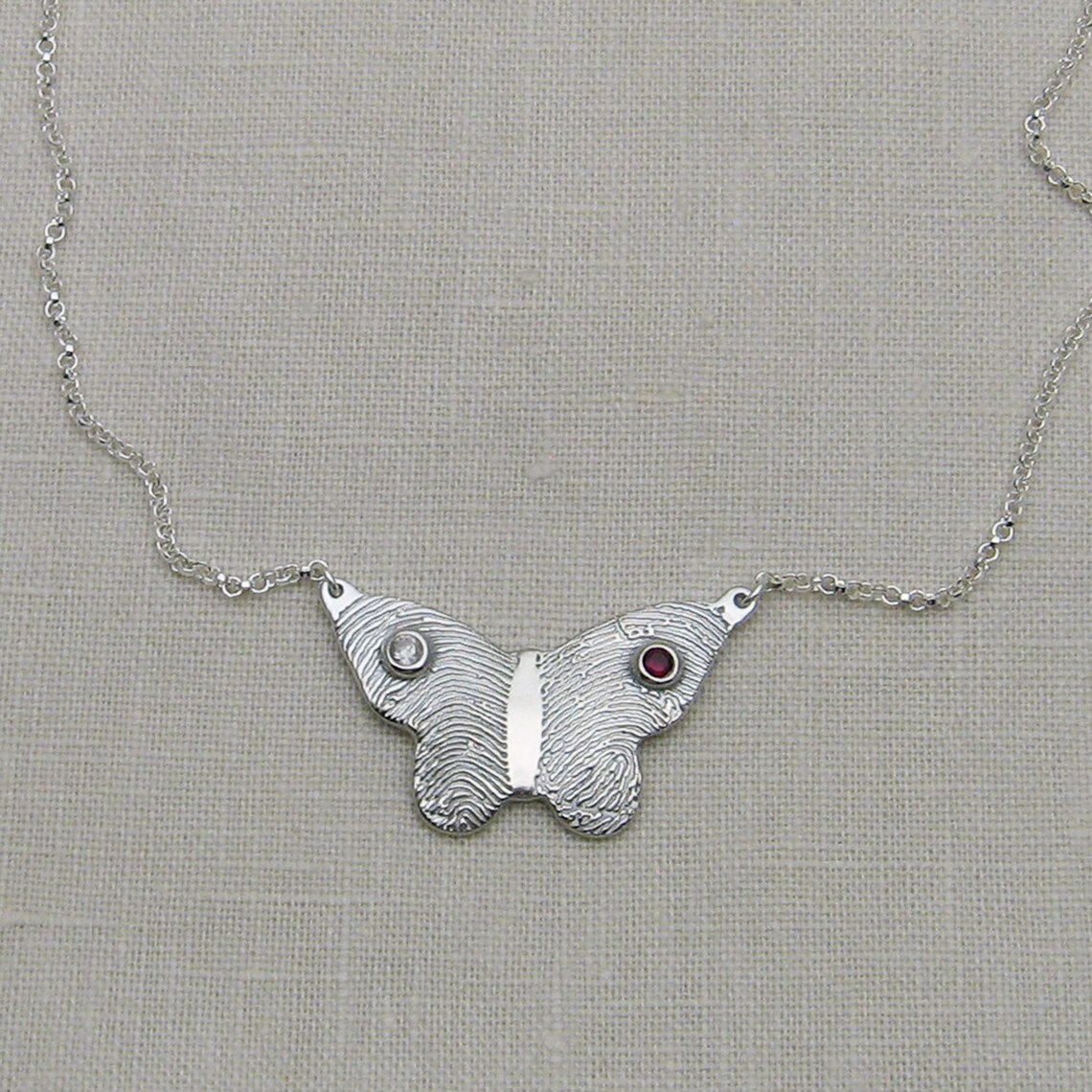 Fingerprint Necklace Butterfly Necklace with Fingerprints and Etsy