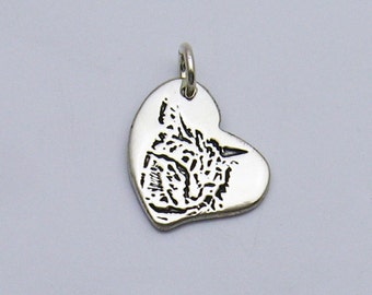 Heart Dog Charm, Heart Cat Charm, Pet Photo Jewelry, Pet Lover Charm, Engraved Pet Photo, Animal Lover, Dog Memorial, Cat Memorial, Silver