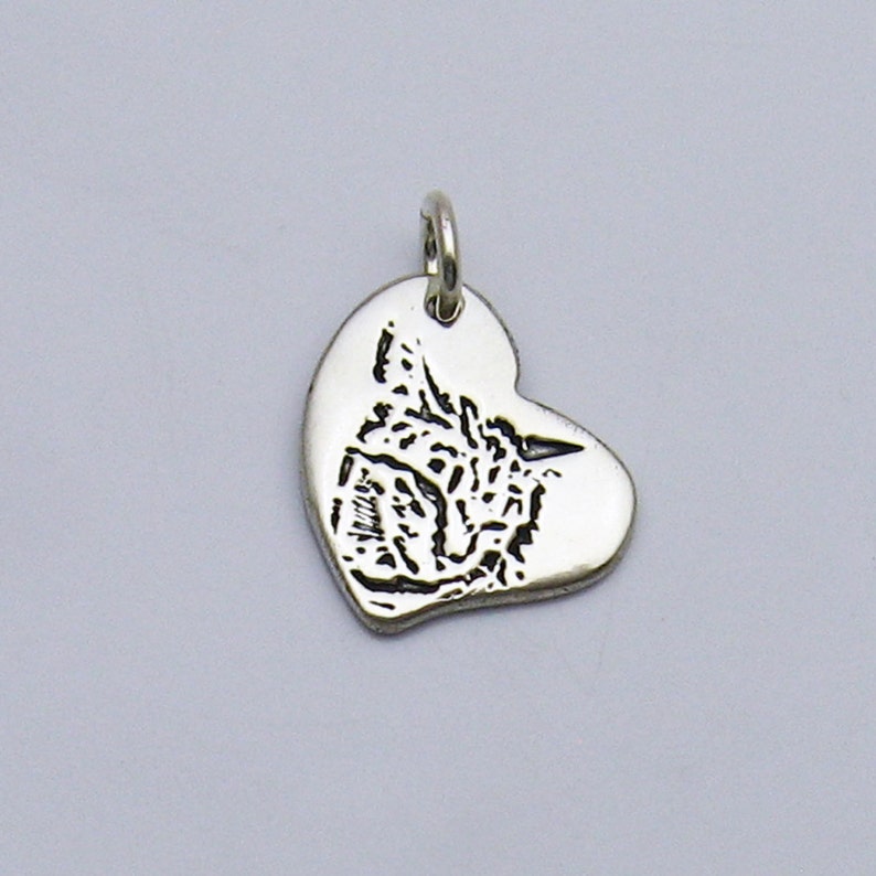 Animal Lover Pet Photo Jewelry Dog Memorial Pet Lover Charm Engraved Pet Photo Silver Heart Dog Charm Heart Cat Charm Cat Memorial