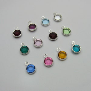 Birthstone Jewelry, Birthstone Charm for Bracelet, Birthstone Charm for Necklace, Swarovski Crystal Birthstone Channel Charm