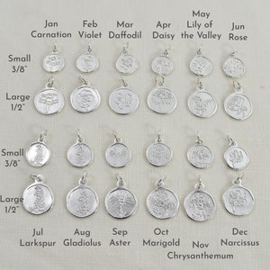 Sterling Silver Birth Month Flower Charms and Pendants, Personalized Bracelet and Necklace Charms for Fingerprint and Handwriting Jewelry image 2