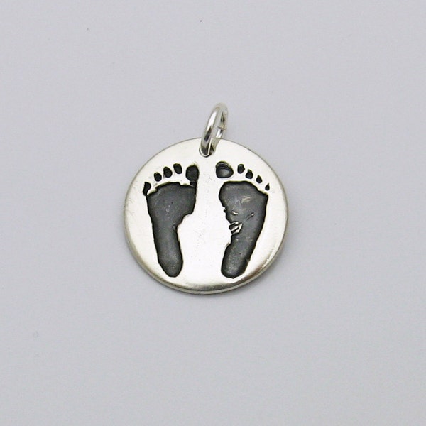 Custom Personalized Silver Footprint Pendant, Baby Foot Print Jewelry, Memorial Keepsake Gift for Mom, Grandma, Miscarriage Loss of Baby