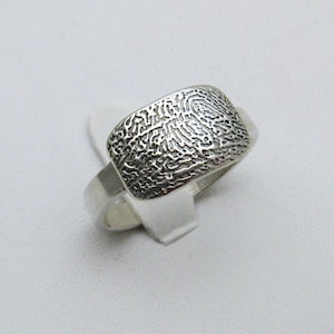 Fingerprint Ring, Thumb Print Statement Ring, Custom Personalized Sterling Silver Memorial Keepsake Gift for Women and Men