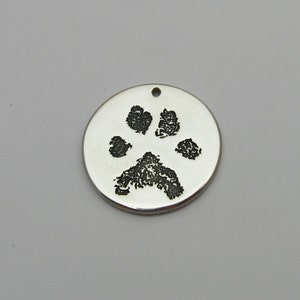 Paw Print Circle Pendant, Sterling Silver Dog Lover Gift, Memorial Keepsake Jewelry, Rainbow Bridge Necklace, Pet Loss Gift Animal Footprint