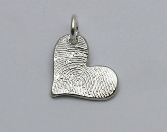 Fingerprint Jewelry, Silver Heart Fingerprint Charm, Fingerprint Pendant, Fingerprint Heart, Personalized Jewelry, Memorial Keepsake Jewelry