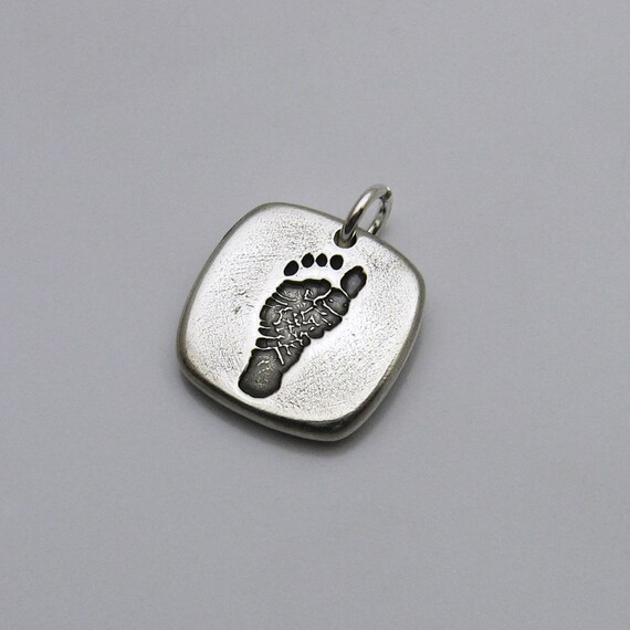 Silver Footprint Jewelry Baby Footprint Jewelry Personalized Etsy
