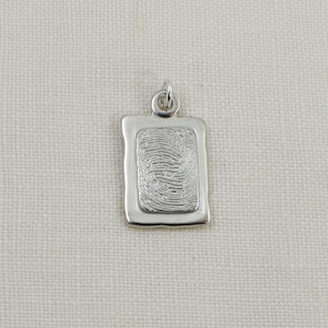 Fingerprint Pendant, Sterling Silver Layered Rectangle Thumb Print Necklace, Personalized Memorial Keepsake Jewelry, Sympathy Gift for men
