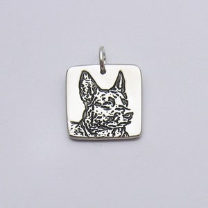 Pet Photo Square Pendant, Dog, Cat, Horse, Bird Photo Necklace, Sterling Silver Animal Lover Gift, Memorial Keepsake Jewelry, Rainbow Bridge