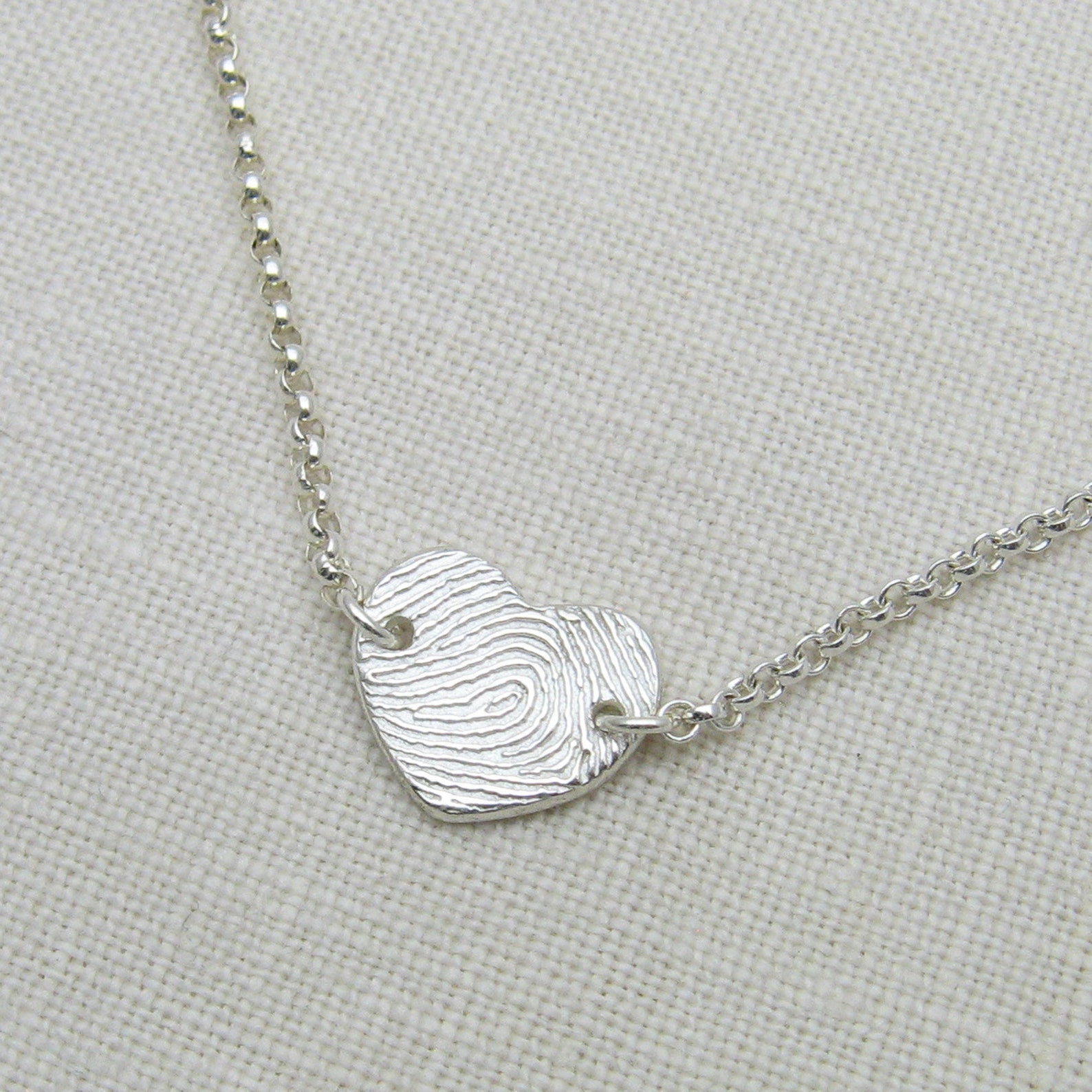 Silver Heart Fingerprint Necklace Custom Fingerprint Jewelry Etsy