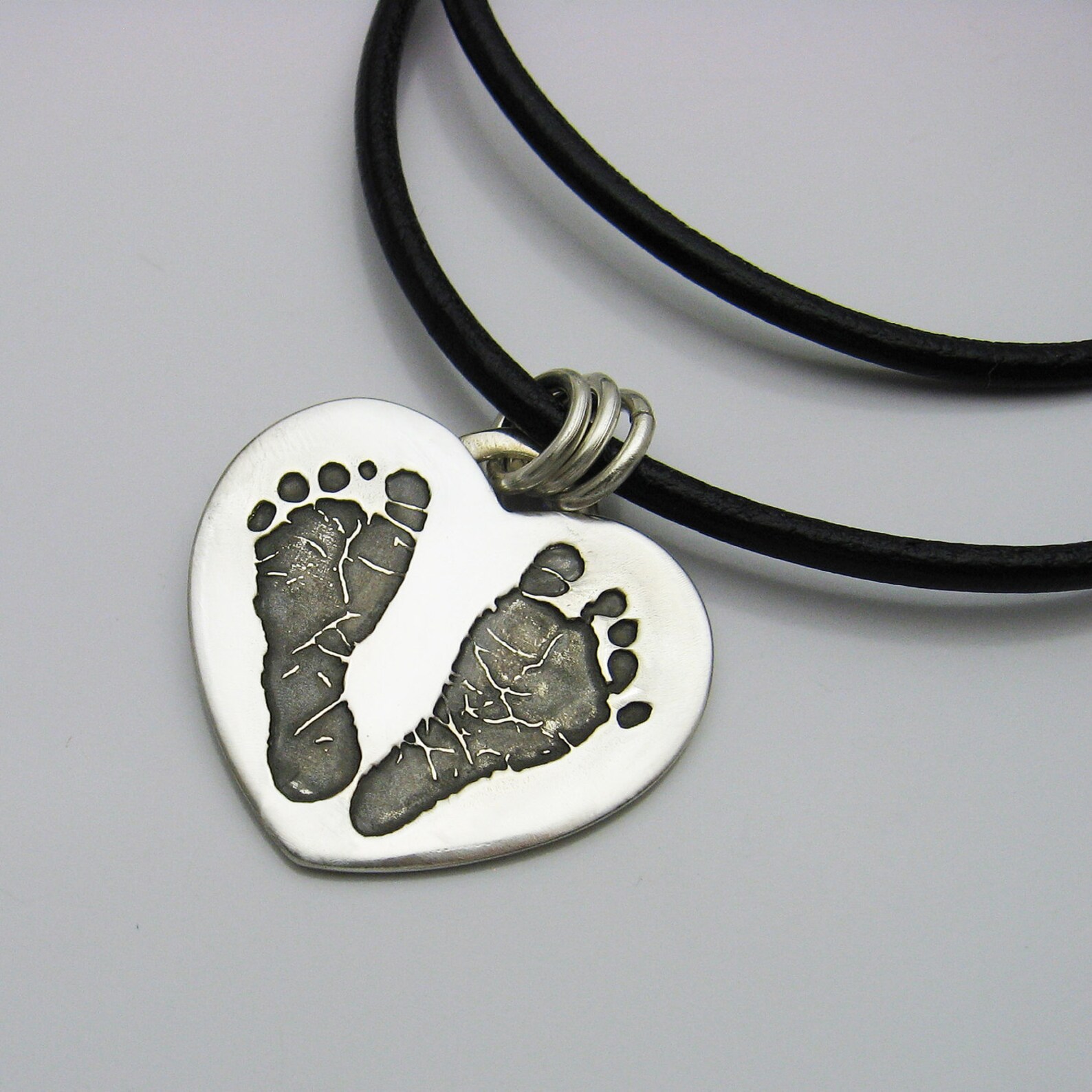 Baby Footprint Jewelry Footprint Necklace Silver Heart with Etsy