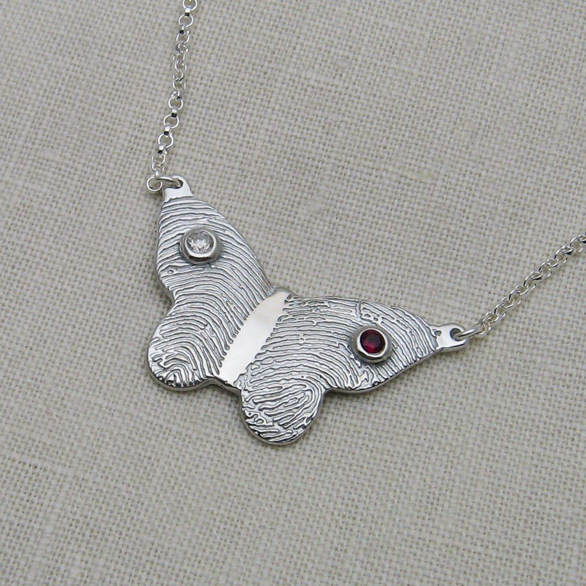 Fingerprint Necklace Butterfly Necklace with Fingerprints and Etsy