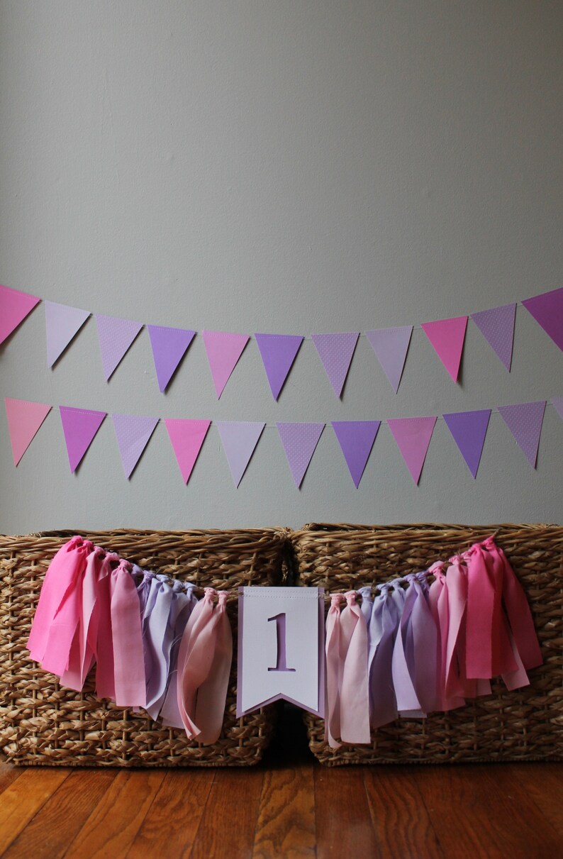 1st Birthday Girl Fabric Rag Highchair Banner Decoration Boy Image 0