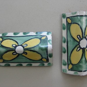 18-Various Large Angle Talavera Decorative Hand Made & Painted Mexican Clay Tile (Shipping Included) (Please Read Description)