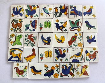 20-Animal Series 4x4 Talavera Decorative Handmade/Painted Mexican Clay Tile, Bird, Butterfly (Shipping Included) (Please Read Description)