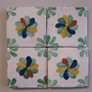 25-T1 2.75x2.75 Talavera Decorative Hand Made Mexican Clay Tile (Shipping Included) (Please Read Description)