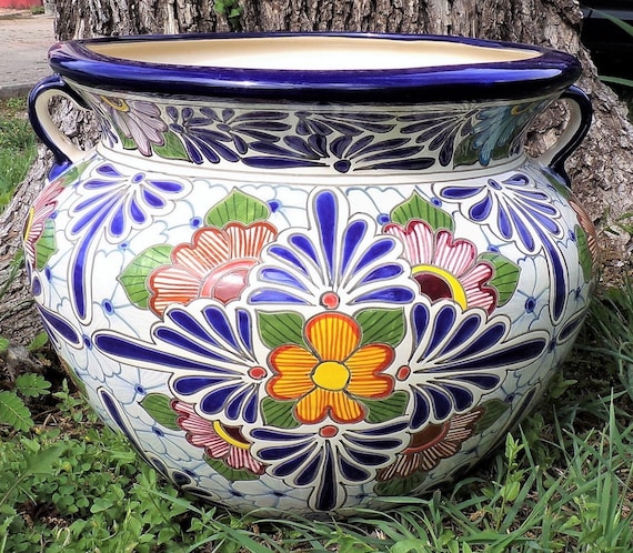 Tfpl-talavera Planter Large Decorative Ceramic Flower Pot, Hand Made &  Painted, Pottery, 13.75x15.5 (shipping Included) (read Description) - Etsy