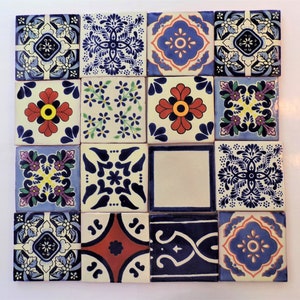 16-Mixed Box of 4x4 Talavera Hand Made Hand Painted Mexican Clay Decorative Tile Colorful (Shipping Included) (Please Read Description)