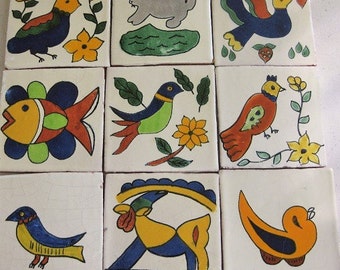 20-Animal Series 4x4 Talavera Decorative Handmade/Painted Mexican Clay Tile (Shipping Included) (Please Read Description)