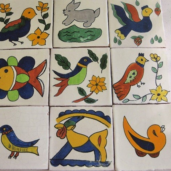 20-Animal Series 4x4 Talavera Decorative Handmade/Painted Mexican Clay Tile (Shipping Included) (Please Read Description)