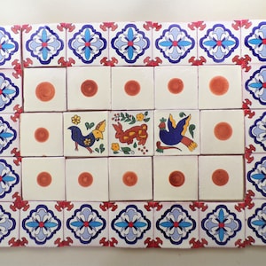 35-Mixed Box of 4x4 Talavera Handmade & Hand Painted Mexican Clay Decorative Tiles (Shipping Included) (Please Read Description)