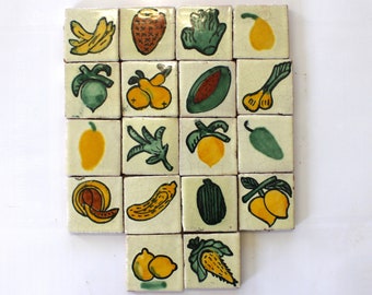 18-2x2 Fruits & Vegetables Talavera Decorative Hand Made/Painted Mexican Clay Tile (Shipping Included) (Please Read Description)