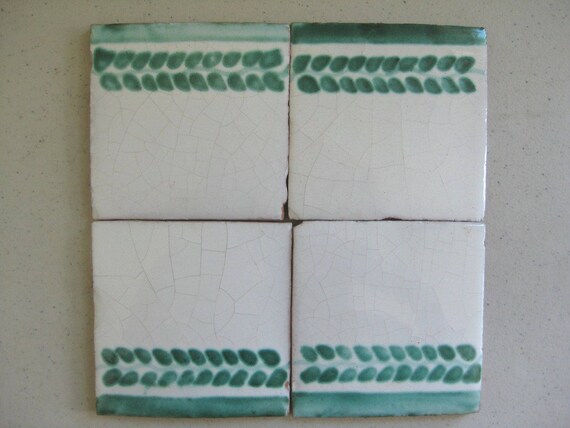 25-PW79 Talavera cenefa azulejo en verde sobre un fondo blanco | Etsy