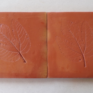 5-Saltillo Tile with (Faux) Leaf Imprint, Mexican Clay Floor Tile, 11.5&quot;x11.5&quot;, Sealed (Shipping Included) (Please Read Description)