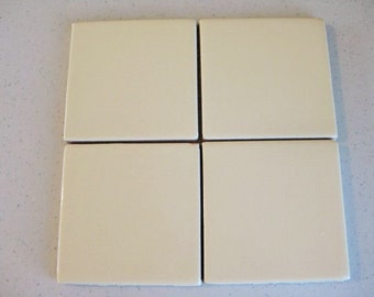 25-Vanilla (Off White) Handmade Mexican Clay Tile in 4x4 (Shipping Included) (Please Read Description)