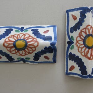 18-Various Large Angle Talavera Decorative Hand Made & Painted Mexican Clay Tile Trim (Shipping Included) (Read Description)