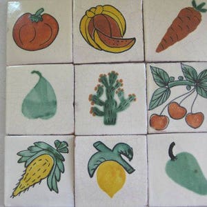 27-4x4 Fruits & Vegetables Talavera Handmade/Handpainted Mexican Clay Tile (Shipping Included) (Please Read Description)