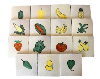 ON SALE:  15 - 6x6 Fruits & Vegetables Talavera Hand Made/Painted Mexican Clay Tile (Shipping Included) (Please Read Description)