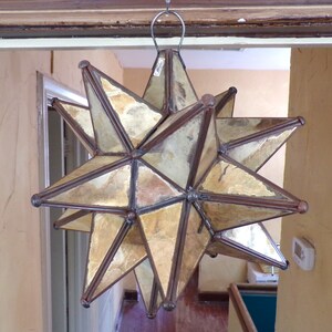 ON SALE:  Rustic Bronzed Tin & Glass Star Hanging Fixture or Globe/Ornament (From Mexico) (Please Read Description)