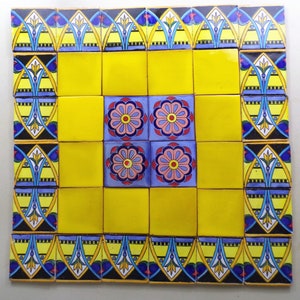36-Mixed Box of 4x4 Talavera Handmade & Hand Painted Mexican Clay Decorative/Solid Tiles (Shipping Included) (Please Read Description)
