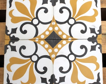 9-Cement 8x8 Decorative Tiles, Encaustic, Mission - Raw/Unsealed/Unpolished (Shipping Included) (Please Read Description)