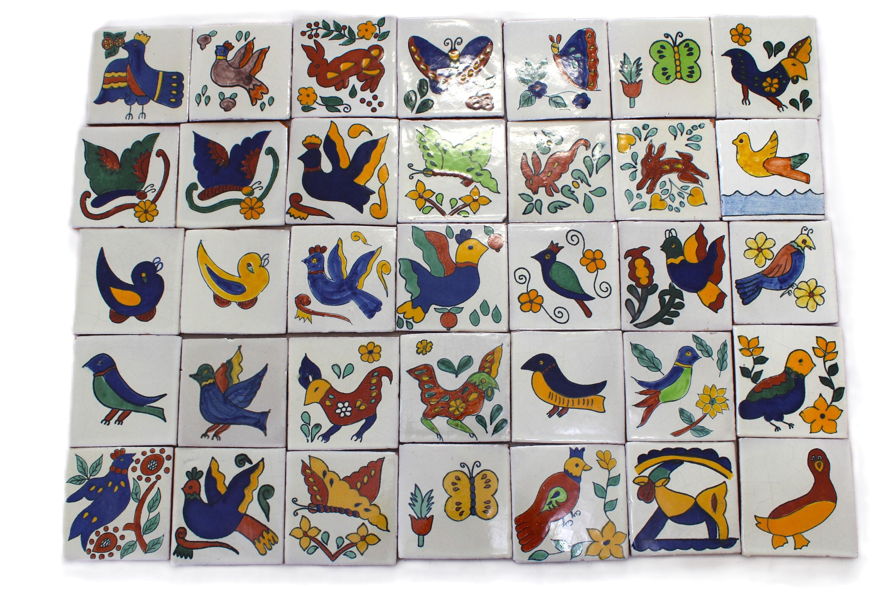 20-Animal Series 4x4 Talavera Decorative Handmade/Painted Mexican Clay Tile (Shipping Included) (Please Read Description)