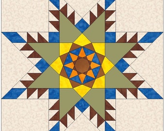 sedona star paper template quilting block pattern pdf etsy