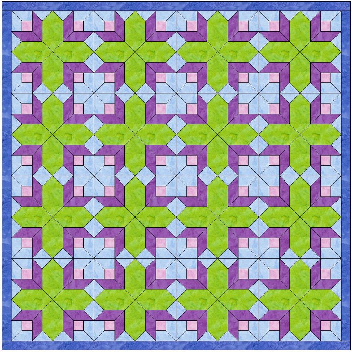 Divine Flowers Quilt Template 15 Inch Block Pattern PDF Etsy