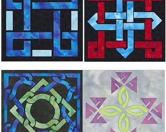 Easy Celtic Knot 4 Quilt Block Set Quilt Applique Patterns Designs (set 1)